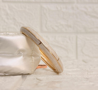 Linear Colour Block Enamel Kada - Ivory Pearl