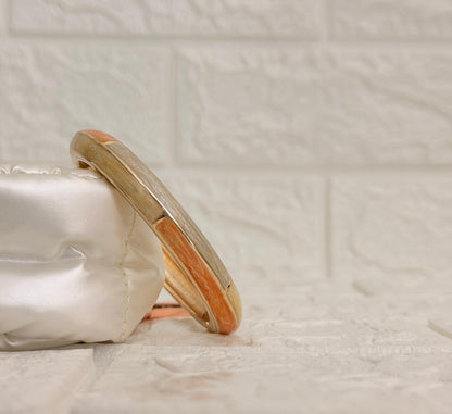 Linear Colour Block Enamel Kada - Orange Ivory