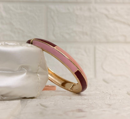 Linear Colour Block Enamel Kada - Pink Burgundy
