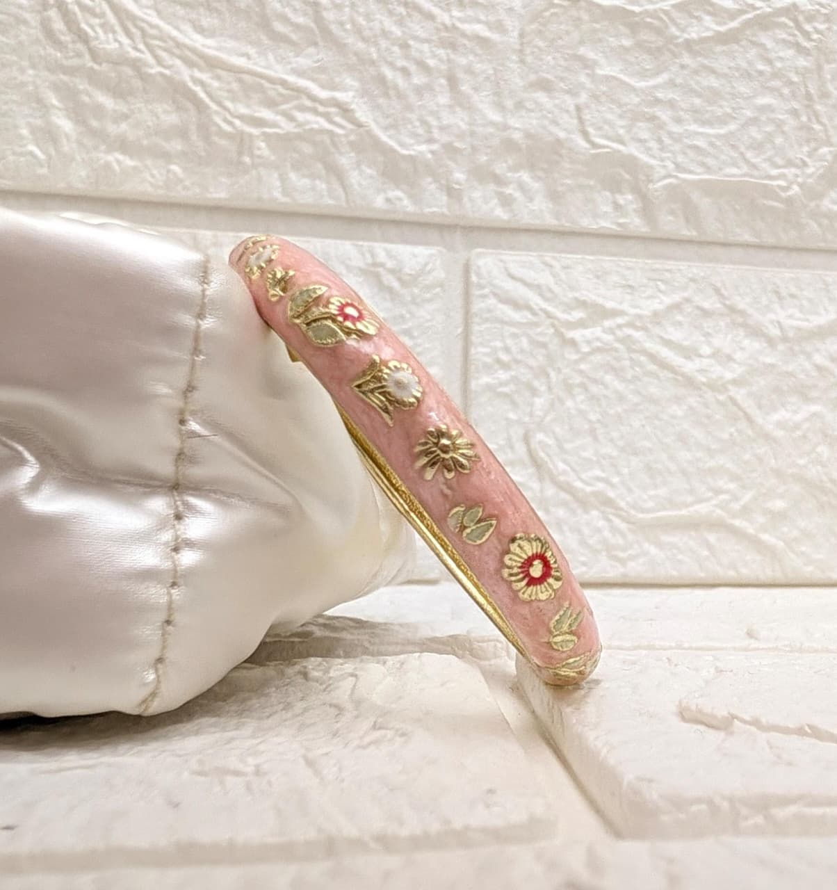 Meadow Bloom Enamel Kada - Coral Pink