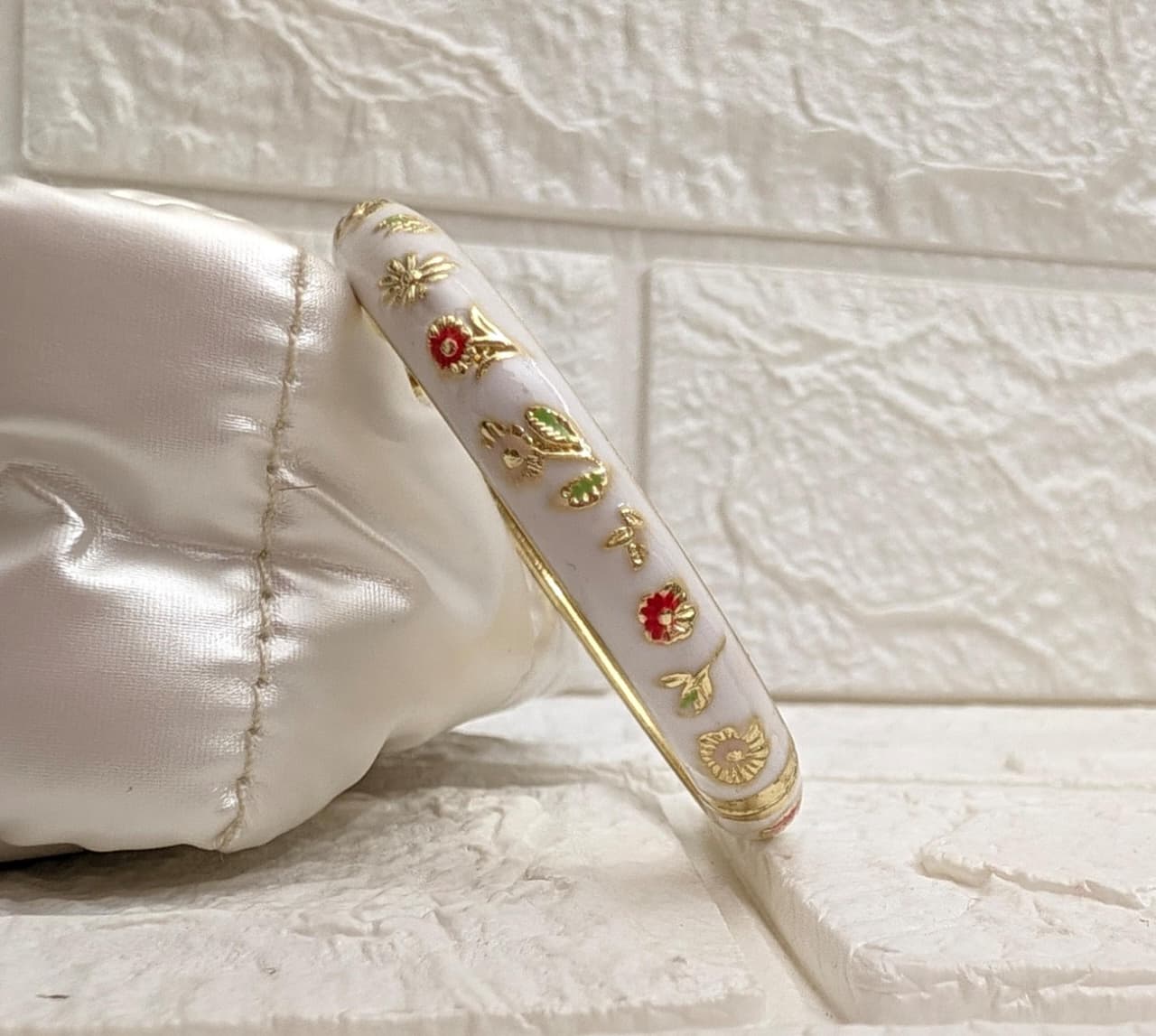 Meadow Bloom Enamel Kada - Ivory Multicolour