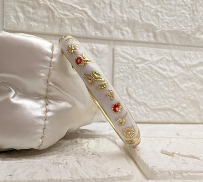 Meadow Bloom Enamel Kada - Ivory Multicolour