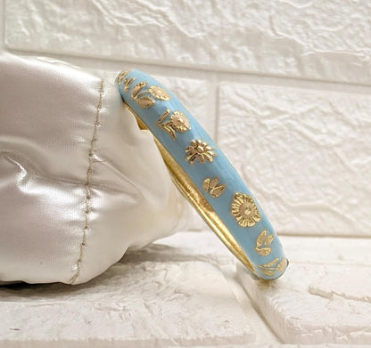 Meadow Bloom Enamel Kada - Sky Blue