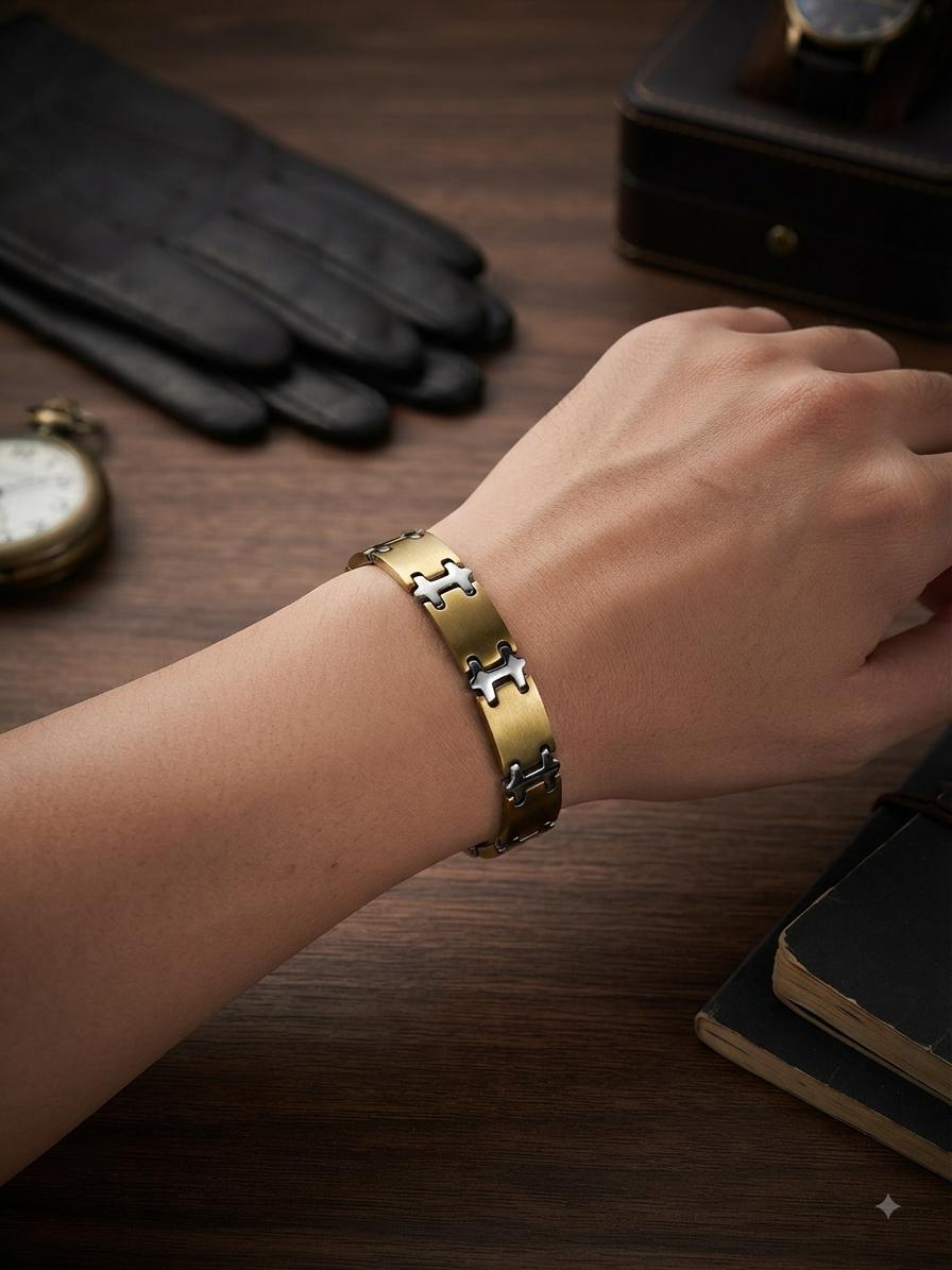 Men Anti Tarnish Gold Cross Link Bracelet