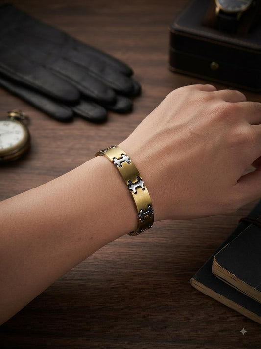 Men Anti Tarnish Gold Cross Link Bracelet