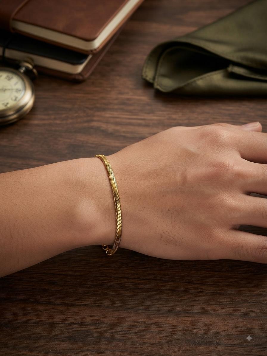 Men Anti Tarnish Gold Snake Chain Bracelet