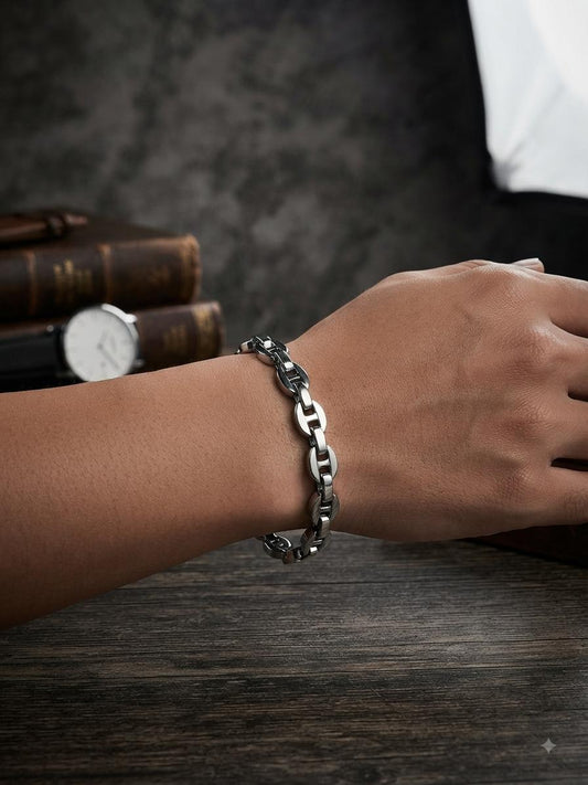 Men Anti Tarnish Silver Anchor Link Bracelet