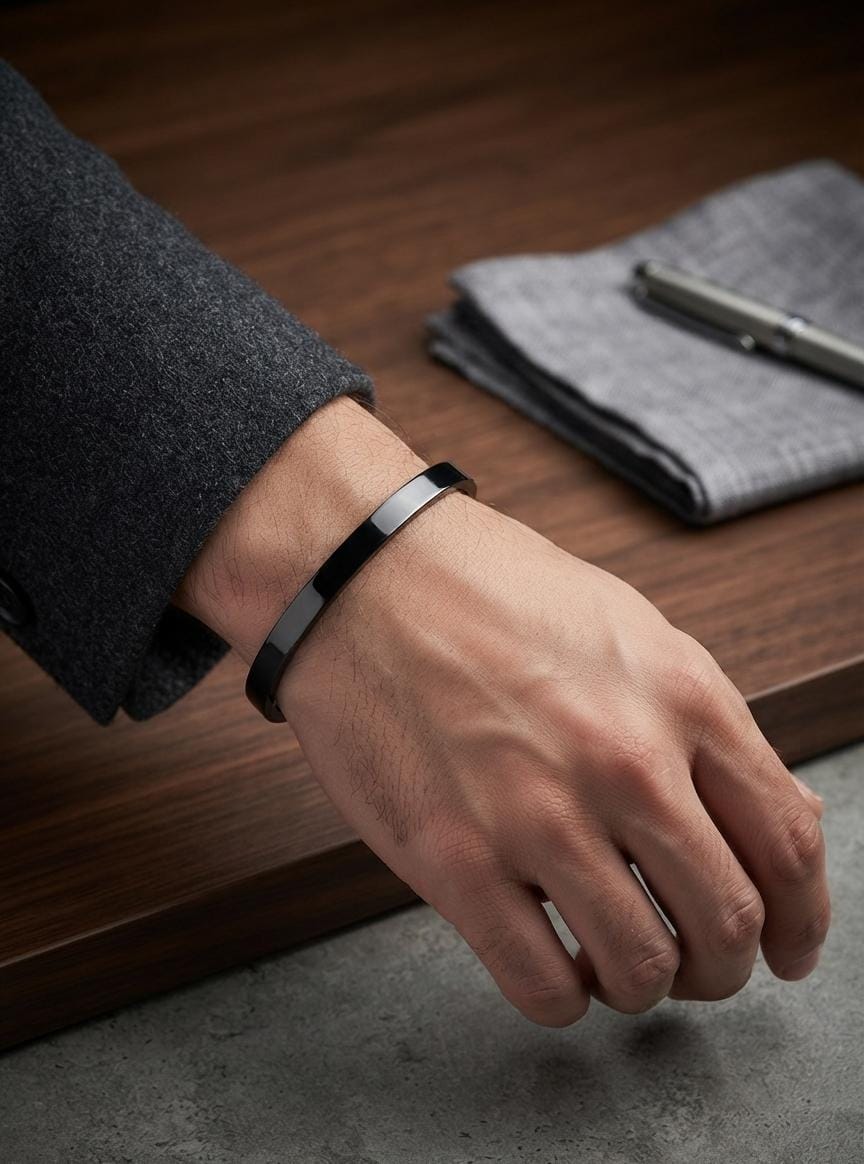 Men's black kada bracelet