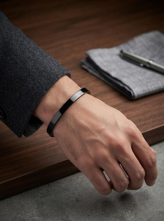 Men's black kada bracelet