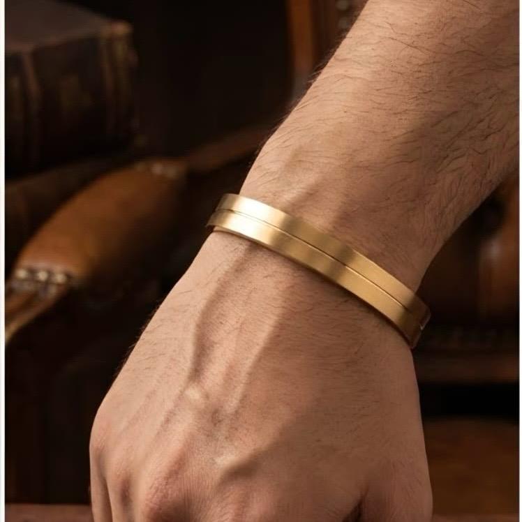 Men's rosegold double-line kada bracelet