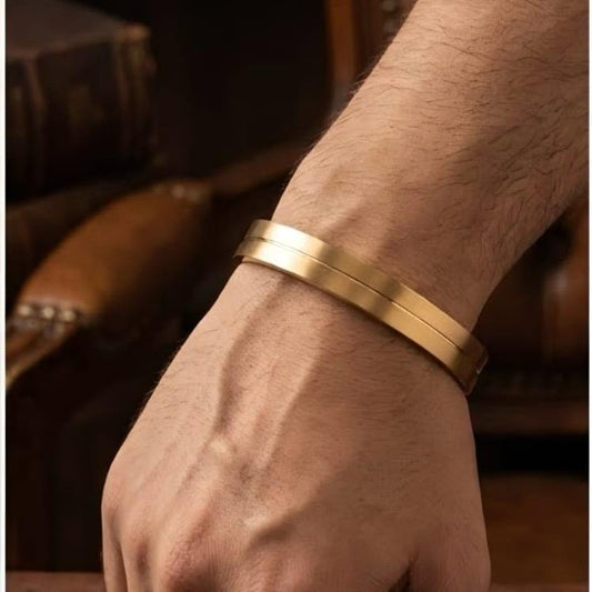 Men's rosegold double-line kada bracelet