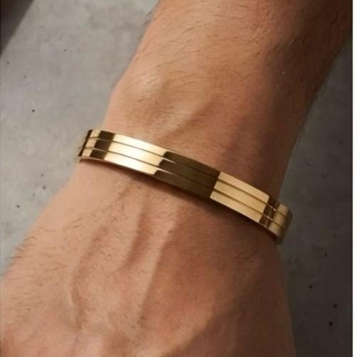 Men's rosegold multi-line kada bracelet