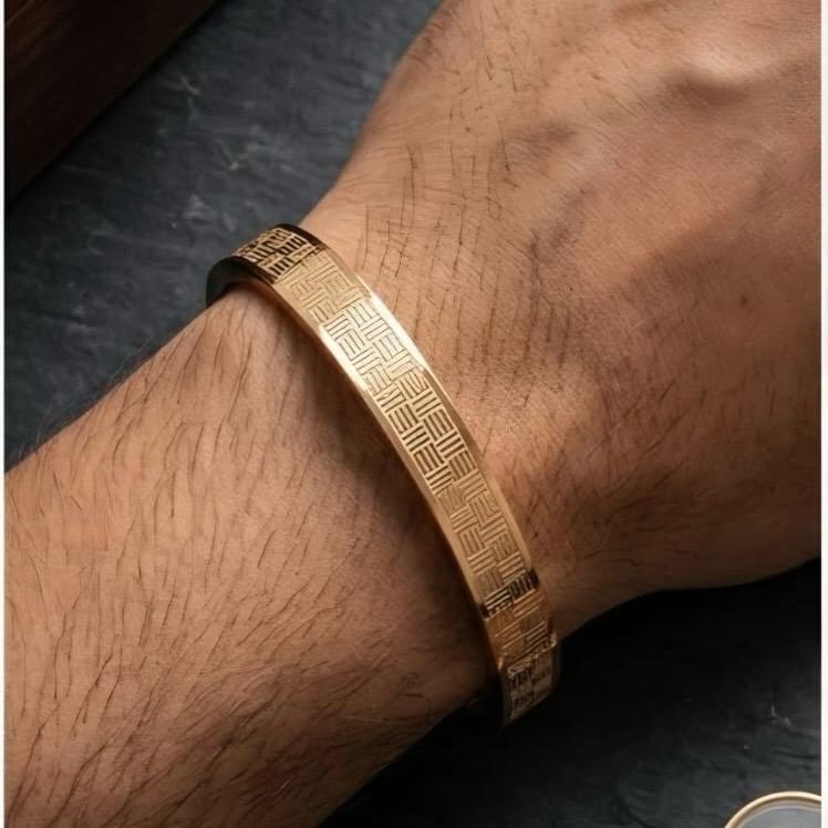 Men's rosegold patterned kada bracelet