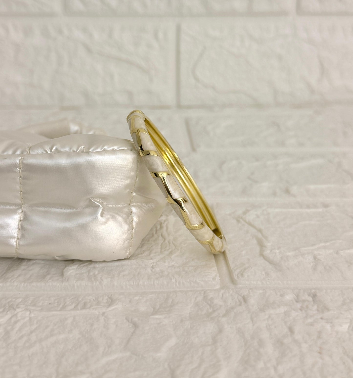 Mosaic Enamel Kada - Ivory Pearl