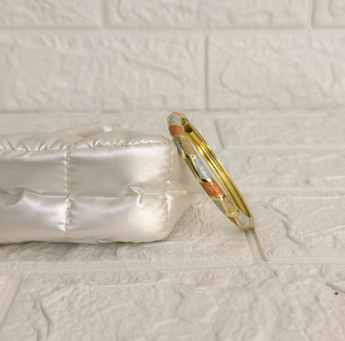 Mosaic Enamel Kada - Peach Ivory