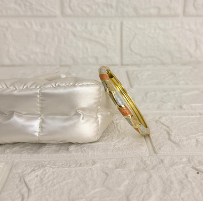 Mosaic Enamel Kada - Peach Ivory
