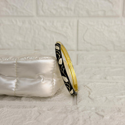Paisley Vine Enamel Kada - Black Ivory
