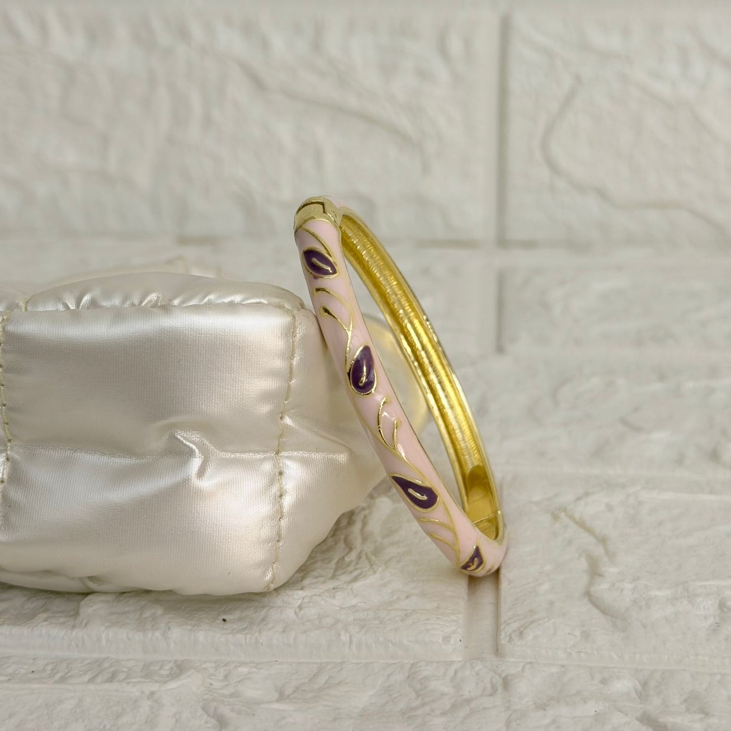 Paisley Vine Enamel Kada - Blush Purple