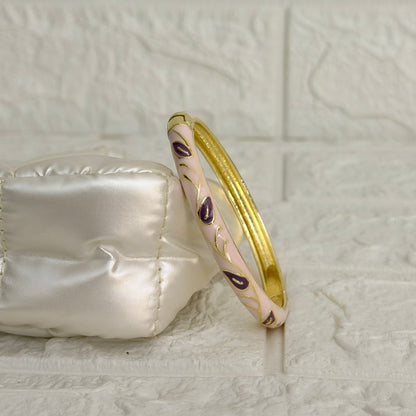 Paisley Vine Enamel Kada - Blush Purple