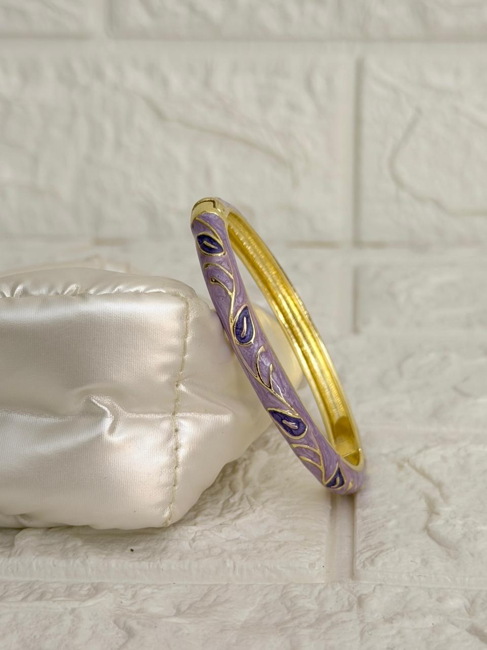 Paisley Vine Enamel Kada - Lavender Purple