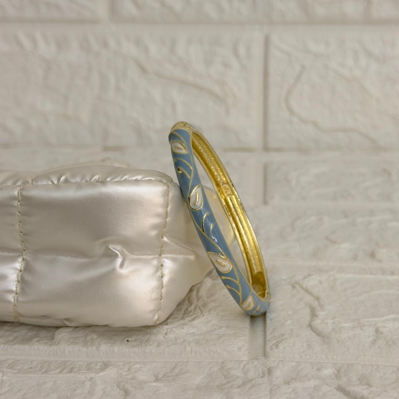 Paisley Vine Enamel Kada - Slate Blue