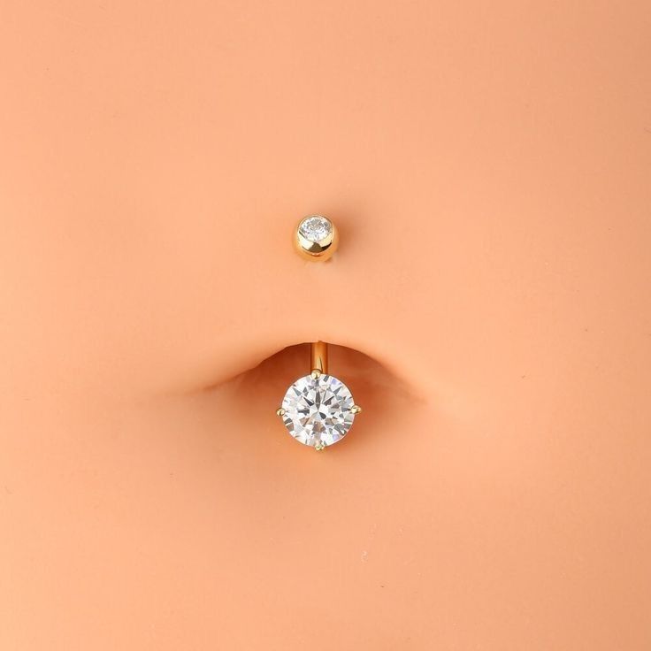 Solitaire Crystal Belly Ring - Front View