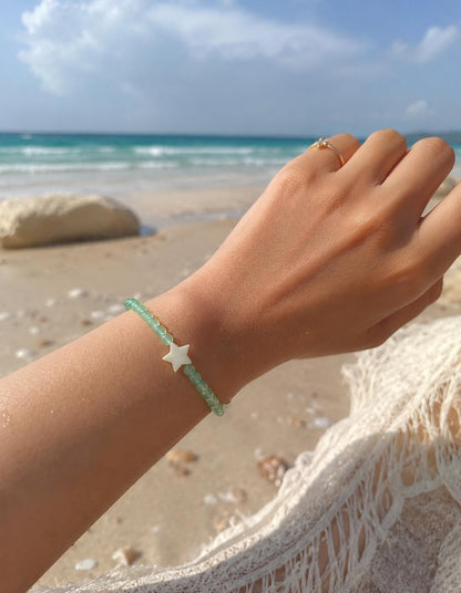Mint beaded white star charm bracelet