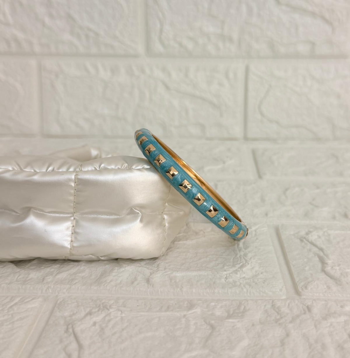 Studded Enamel Kada - Aqua