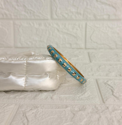 Studded Enamel Kada - Aqua