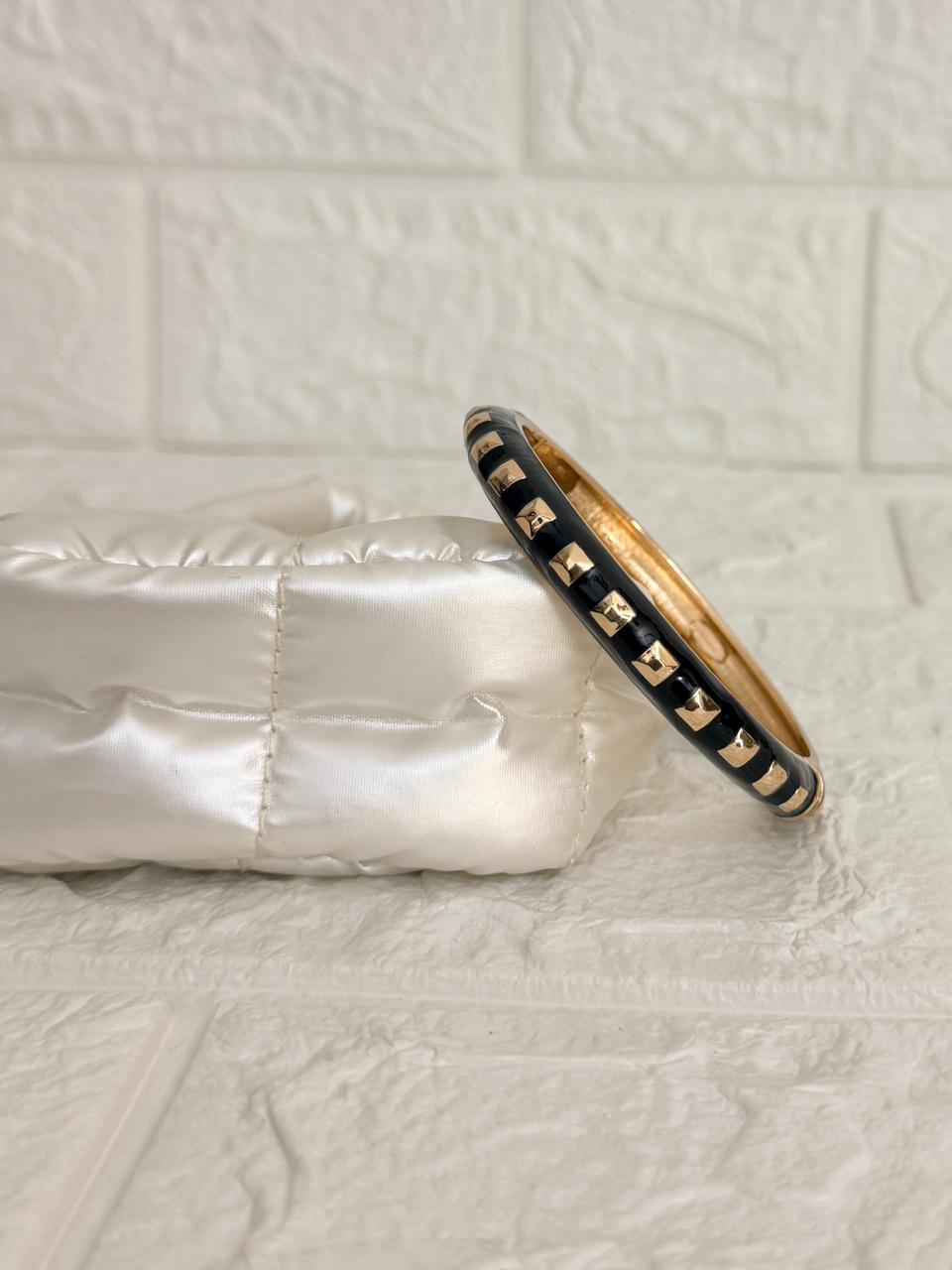 Studded Enamel Kada - Black