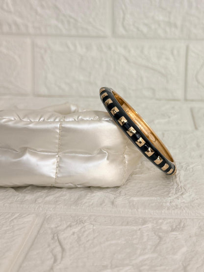 Studded Enamel Kada - Black