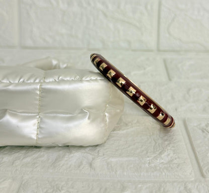Studded Enamel Kada - Burgundy