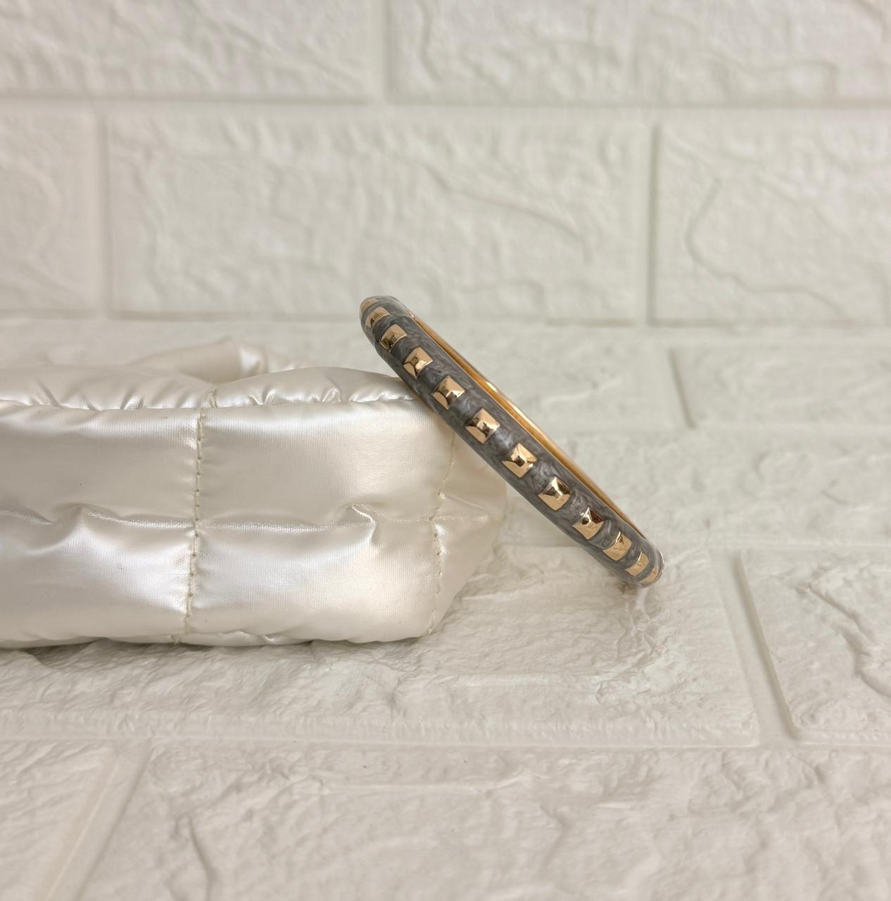 Studded Enamel Kada - Charcoal Grey