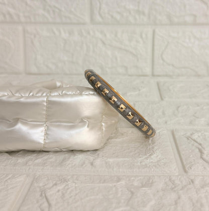 Studded Enamel Kada - Charcoal Grey