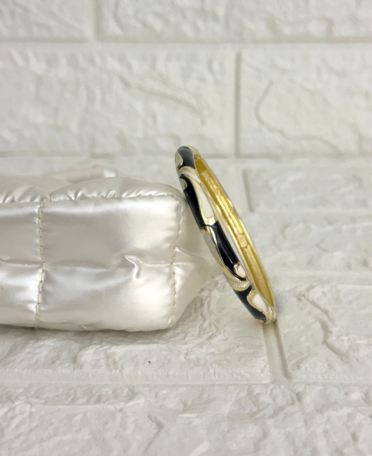Swirl Enamel Kada - Black Ivory