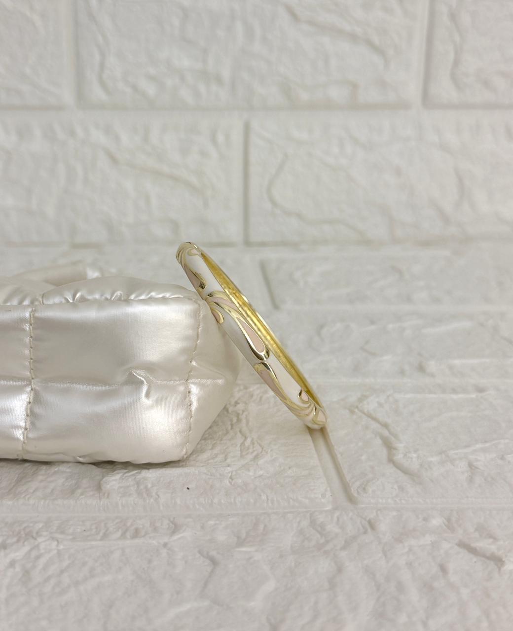 Swirl Enamel Kada - Ivory Blush
