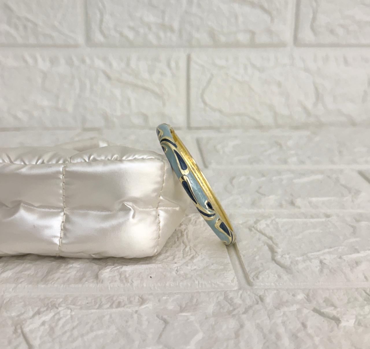 Swirl Enamel Kada - Navy Aqua