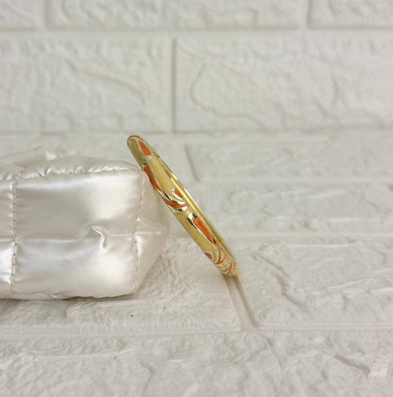 Swirl Enamel Kada - Orange Gold