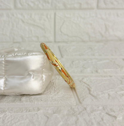 Swirl Enamel Kada - Orange Gold