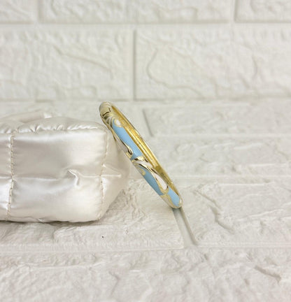 Swirl Enamel Kada - Sky Blue White