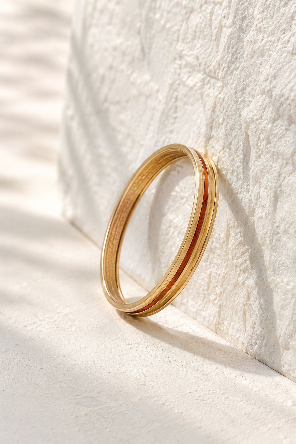Trio Stripe Enamel Kada - Burnt Orange