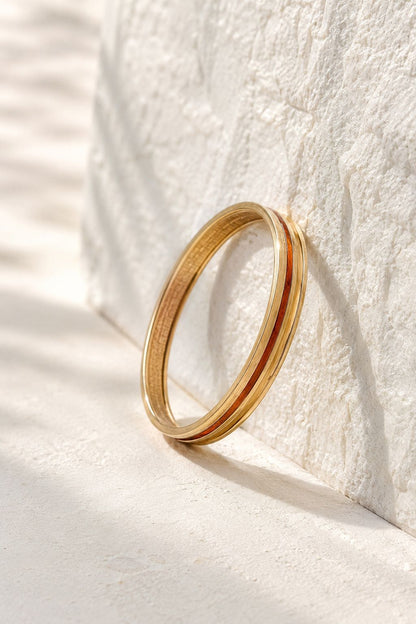 Trio Stripe Enamel Kada - Burnt Orange