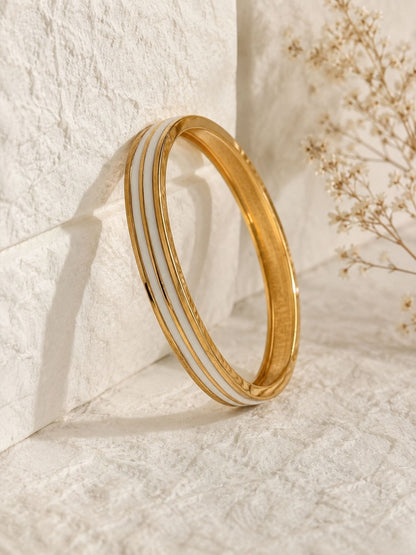 Trio Stripe Enamel Kada - Classic Ivory