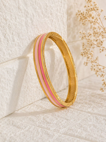 Trio Stripe Enamel Kada - Dual Pink