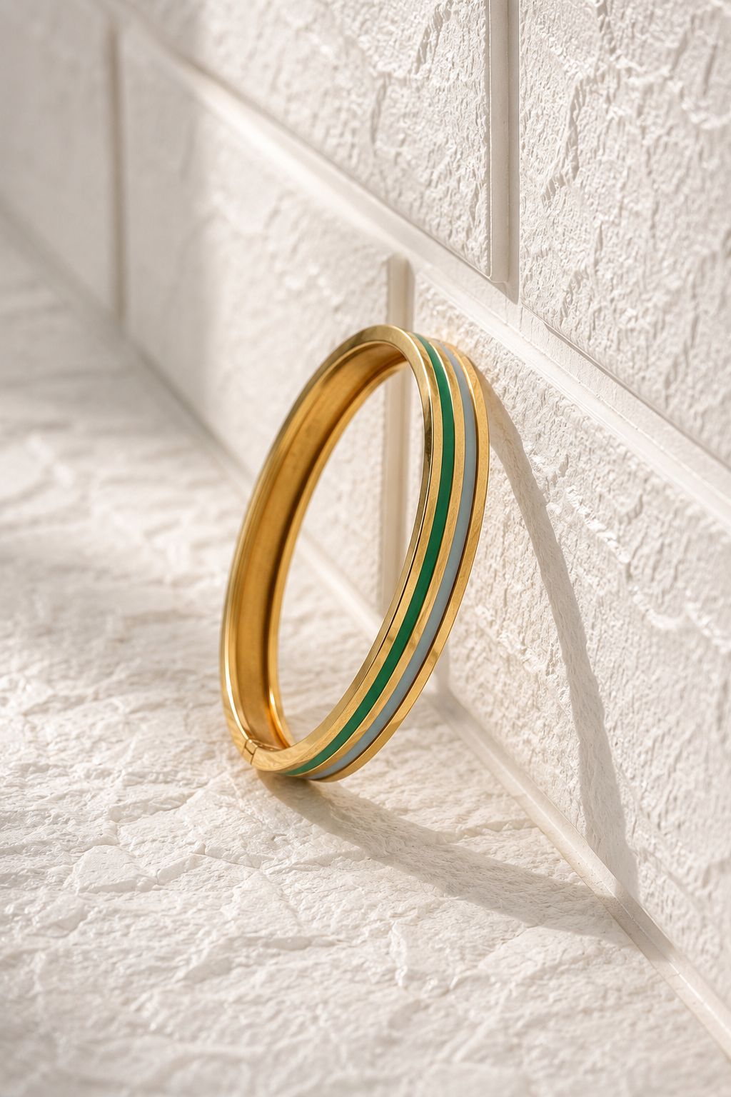 Trio Stripe Enamel Kada - Green Powder Blue