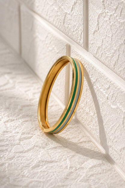 Trio Stripe Enamel Kada - Green Powder Blue