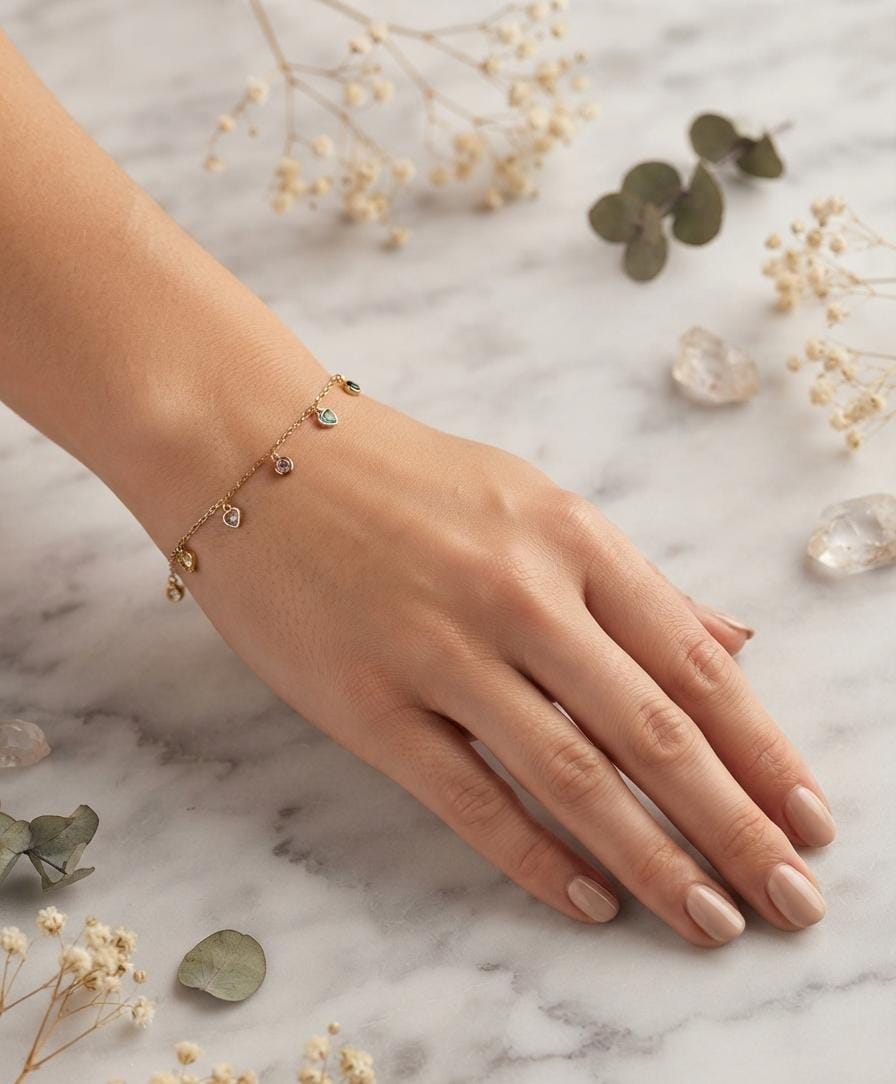 Women’s Anti-Tarnish Multicolour Teardrop Charm Bracelet