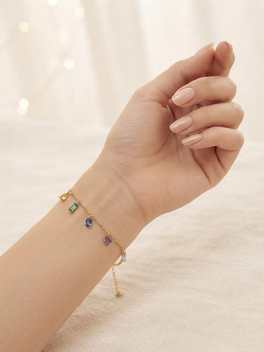 Women’s Anti-Tarnish Multicolour Crystal Drop Bracelet
