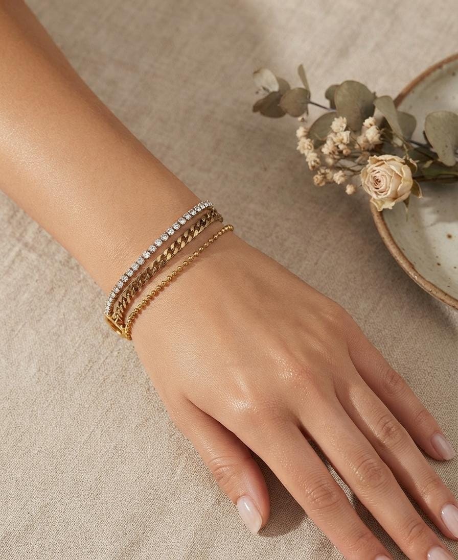 Women’s Anti-Tarnish Luxe Trio Stack Bracelet