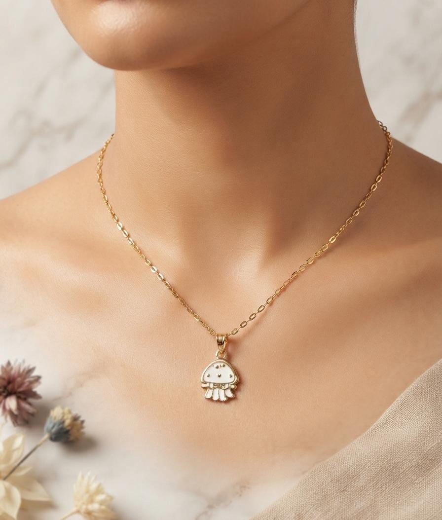 Anti Tarnish Women Cute Jellyfish Pendant Necklace